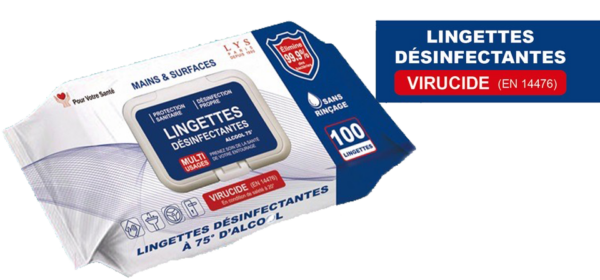Lingettes désinfectantes virucides bactéricides